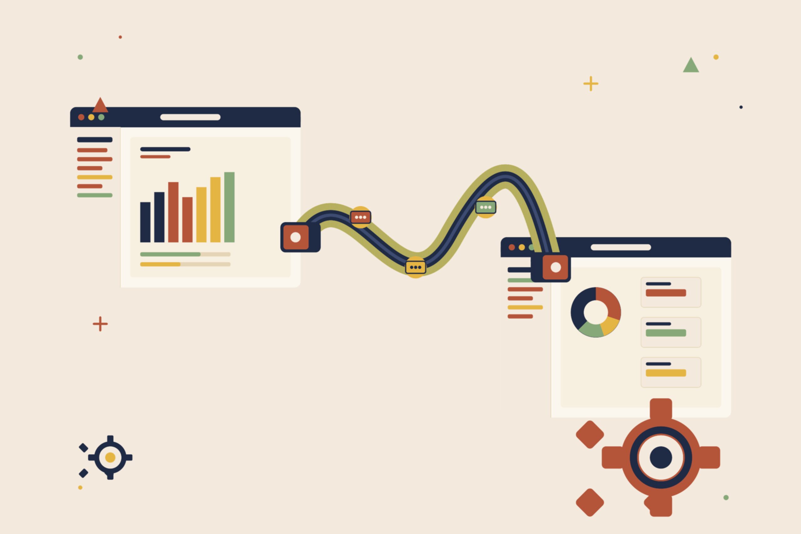 Illustration of two applications connected through an API