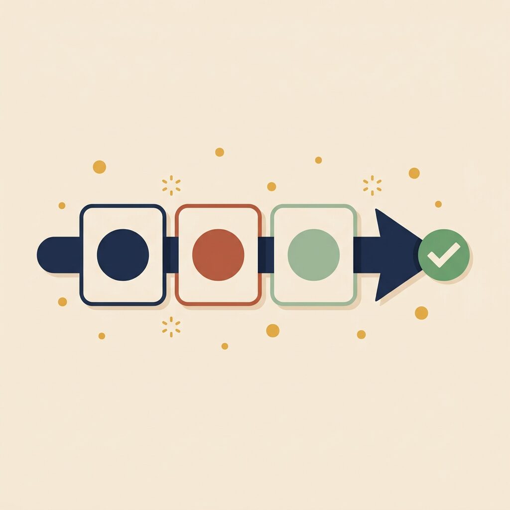 Illustration of a fast hiring pipeline ending in a green tick