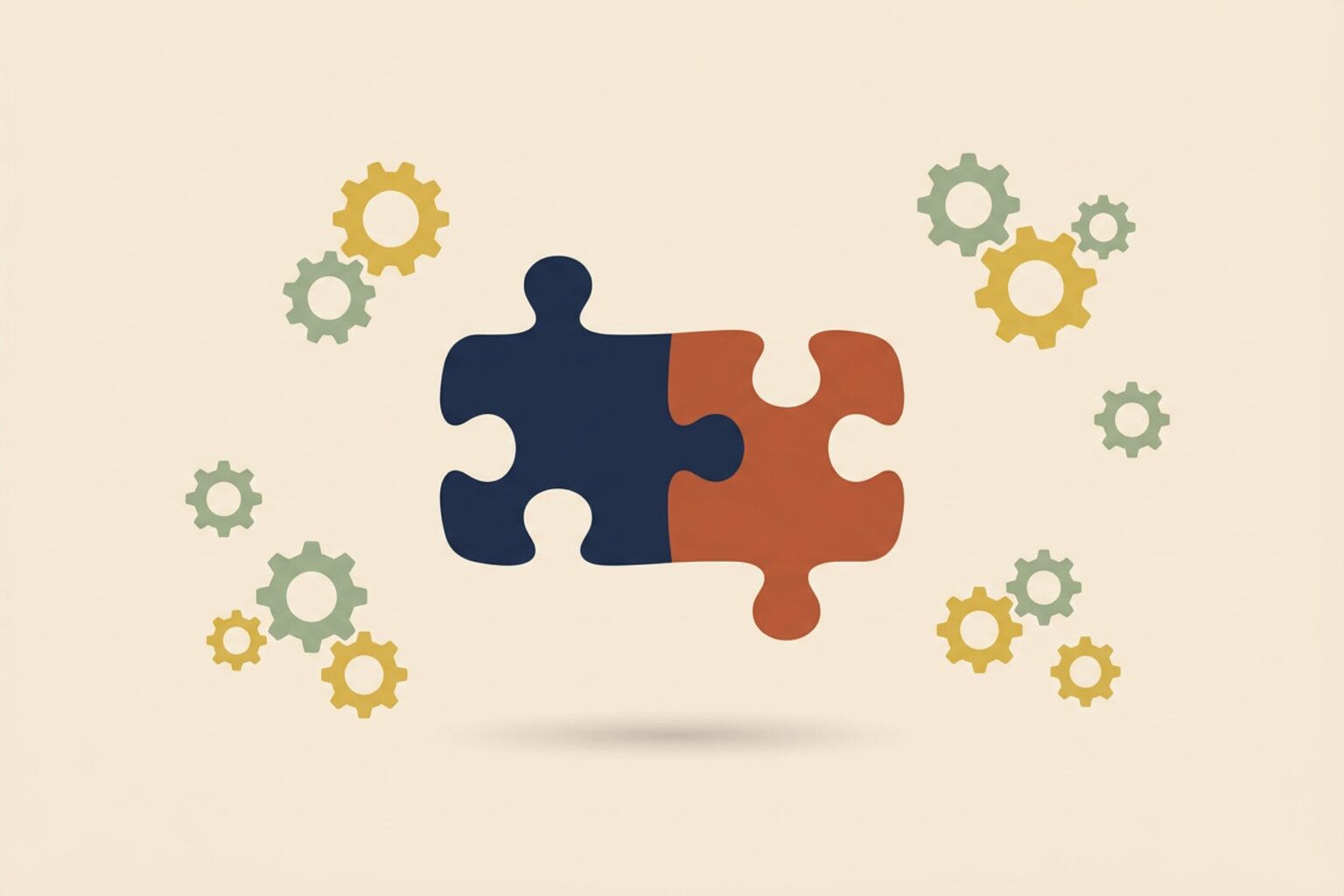 Illustration of two puzzle pieces fitting together, representing partnership